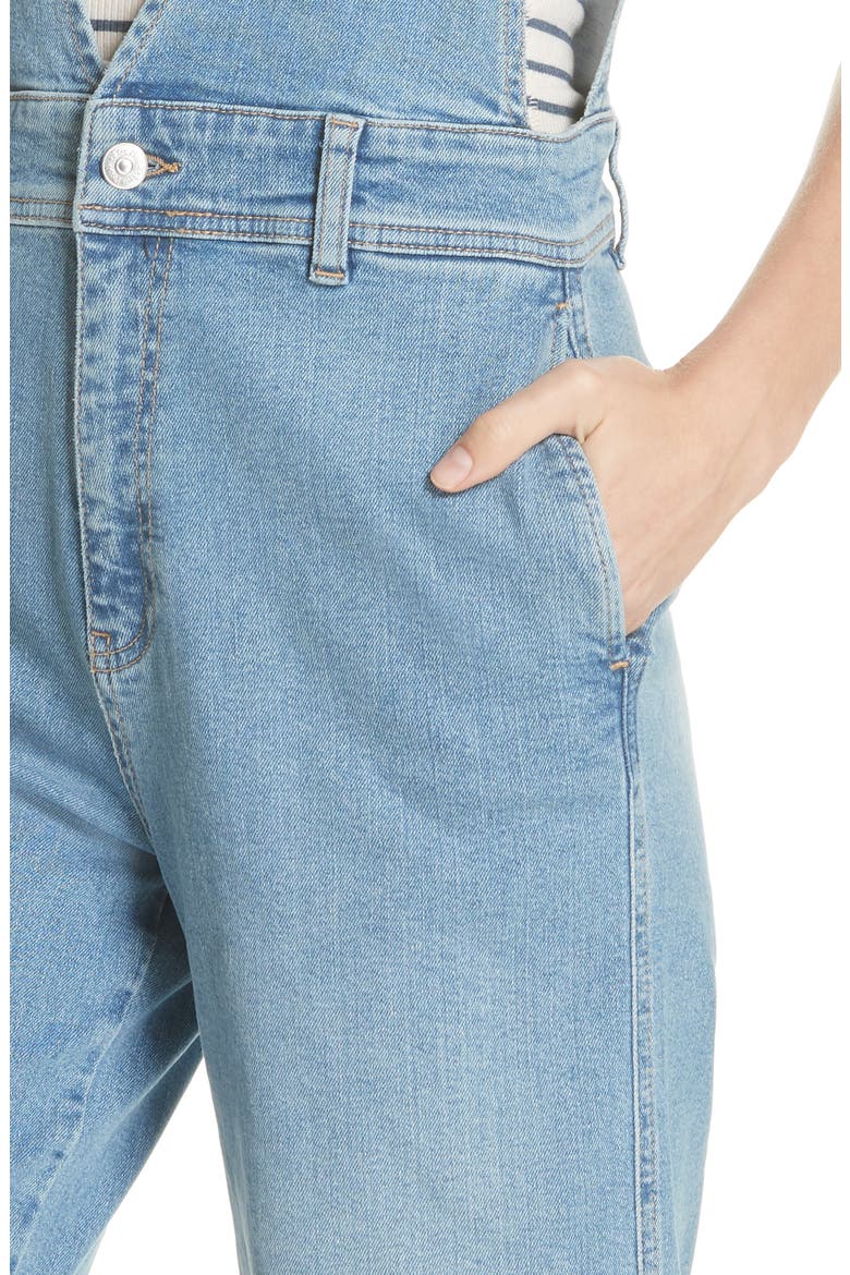 We the Free by Free People A-Line Overalls, Alternate, color, LIGHT DENIM