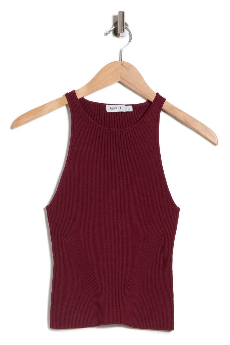 Reza Compact Rib Racerback Tank, Alternate, color, CRANBERRY