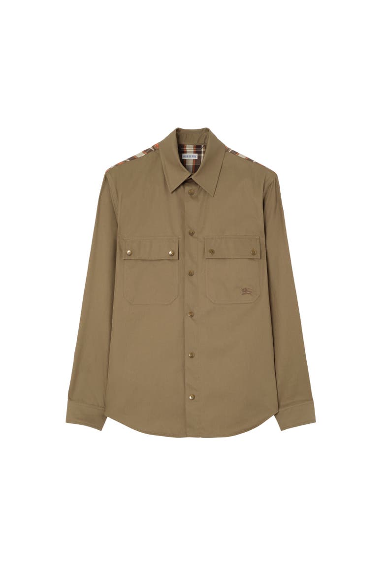 Tropical Gabardine and Check Shirt, Alternate, color, Finch brown