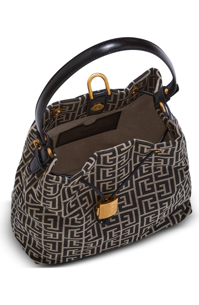 Balmain Pulse monogram jacquard backpack, Alternate, color, Black