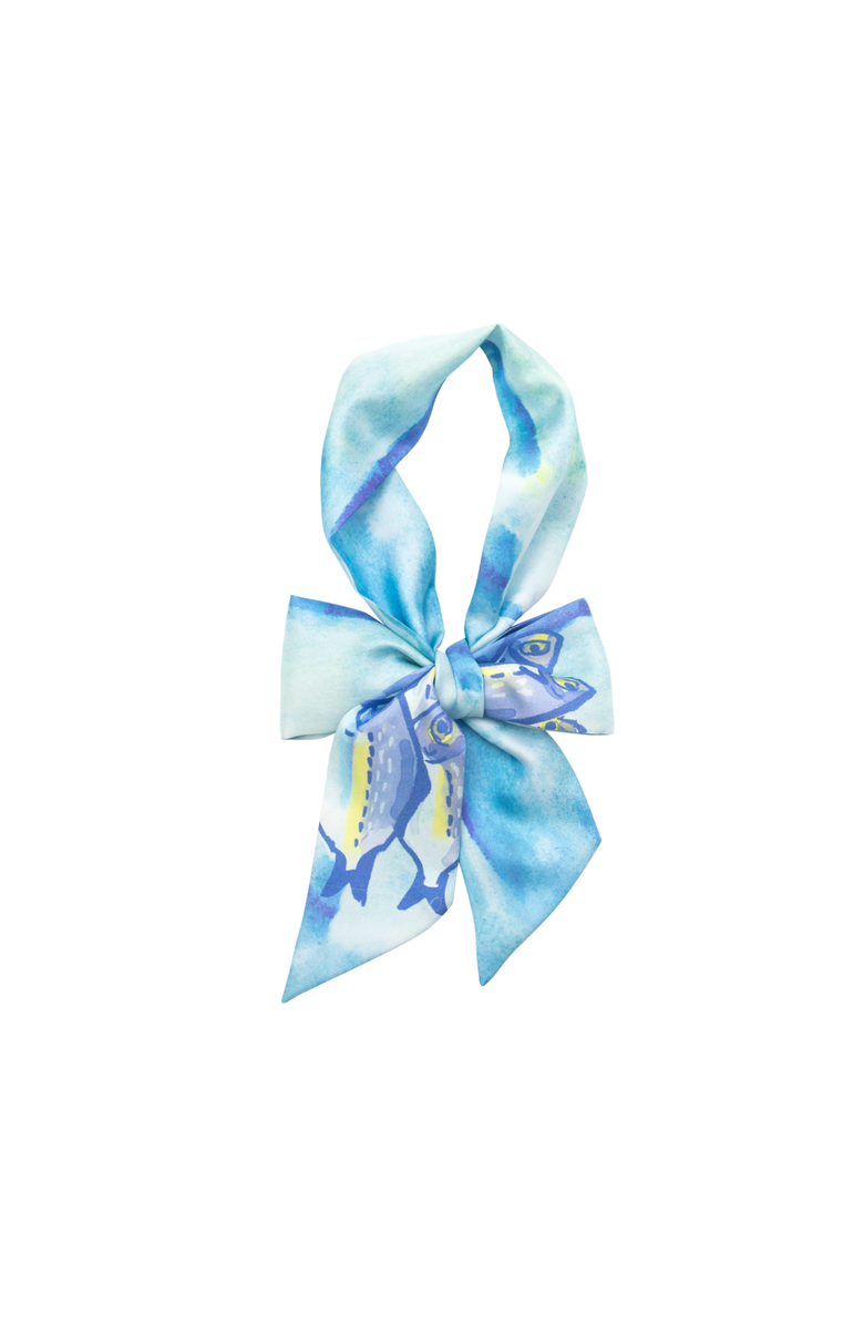 Lost Pattern "Blue Fin" Silk Skinny Scarf, Main, color, Blue