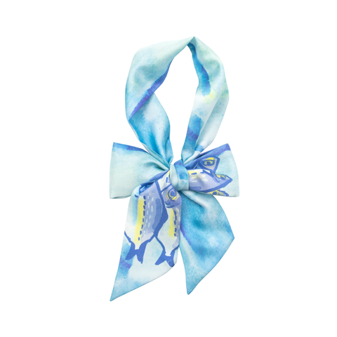 "Blue Fin" Silk Skinny Scarf
