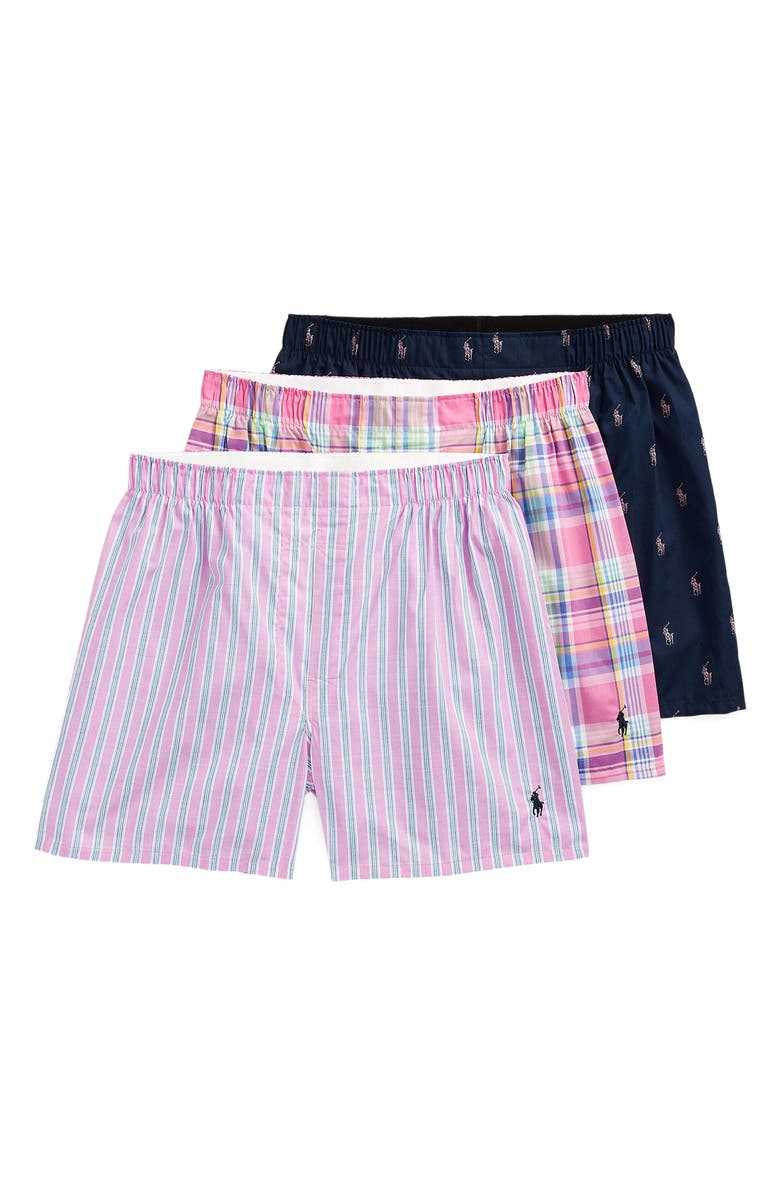 Polo Ralph Lauren Assorted 3-Pack Woven Cotton Boxers, Main, color,
