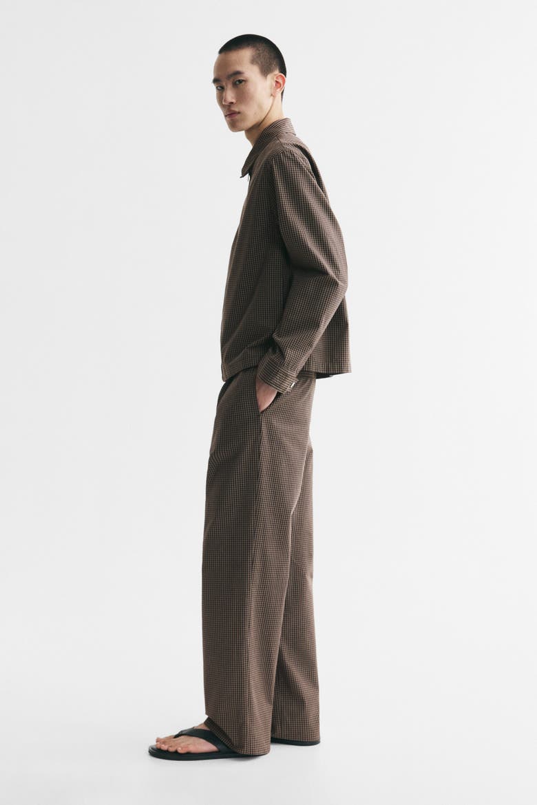 Relaxed-fit Wide-leg Pants, Alternate, color, Dark brown/checked