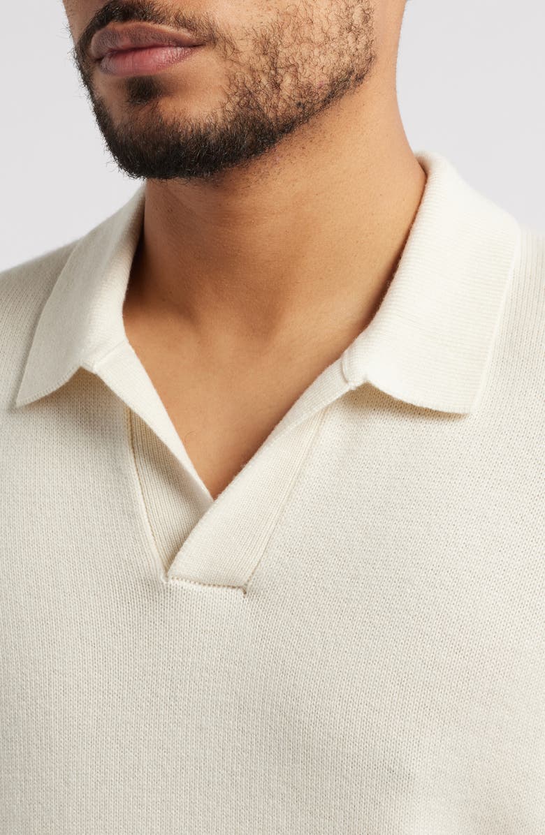 FRAME Wool & Silk Johnny Collar Sweater, Alternate, color, Off White