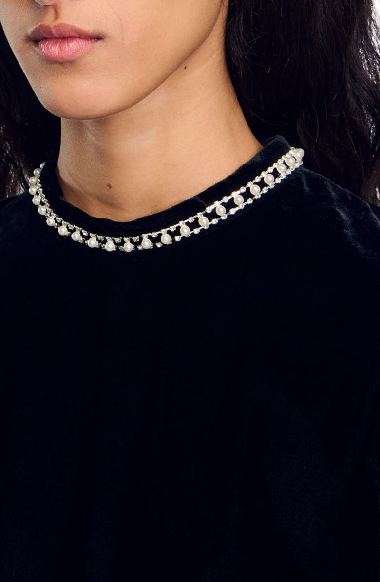 SANDRO Short velvet dress, Alternate, color, 