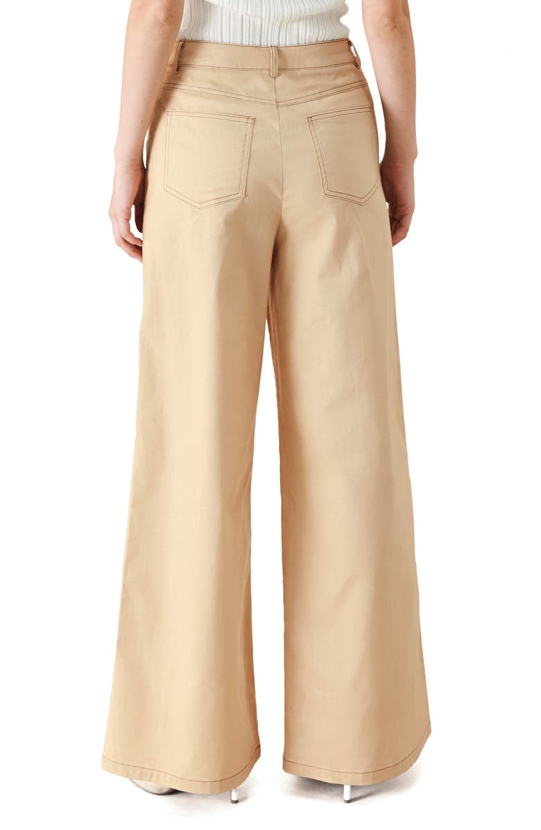FREEMARKET Wide Leg Stretch Cotton Pants, Alternate, color, Khaki