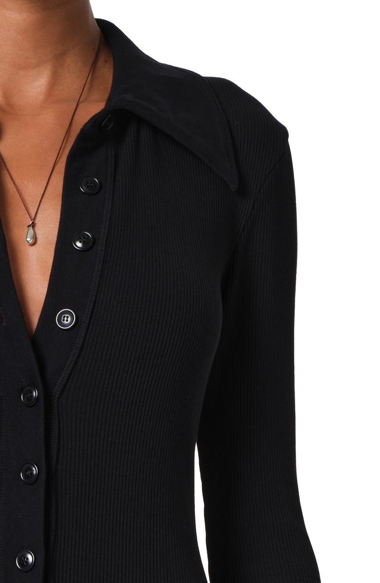 Citizens of Humanity Gila Long Sleeve Rib Polo Shirtdress, Alternate, color, Black