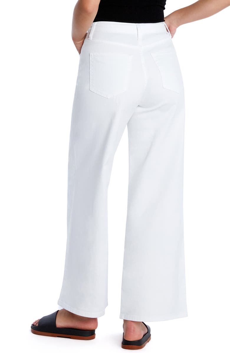 HINT OF BLU Mighty Drawstring High Waist Wide Leg Jeans, Alternate, color, White