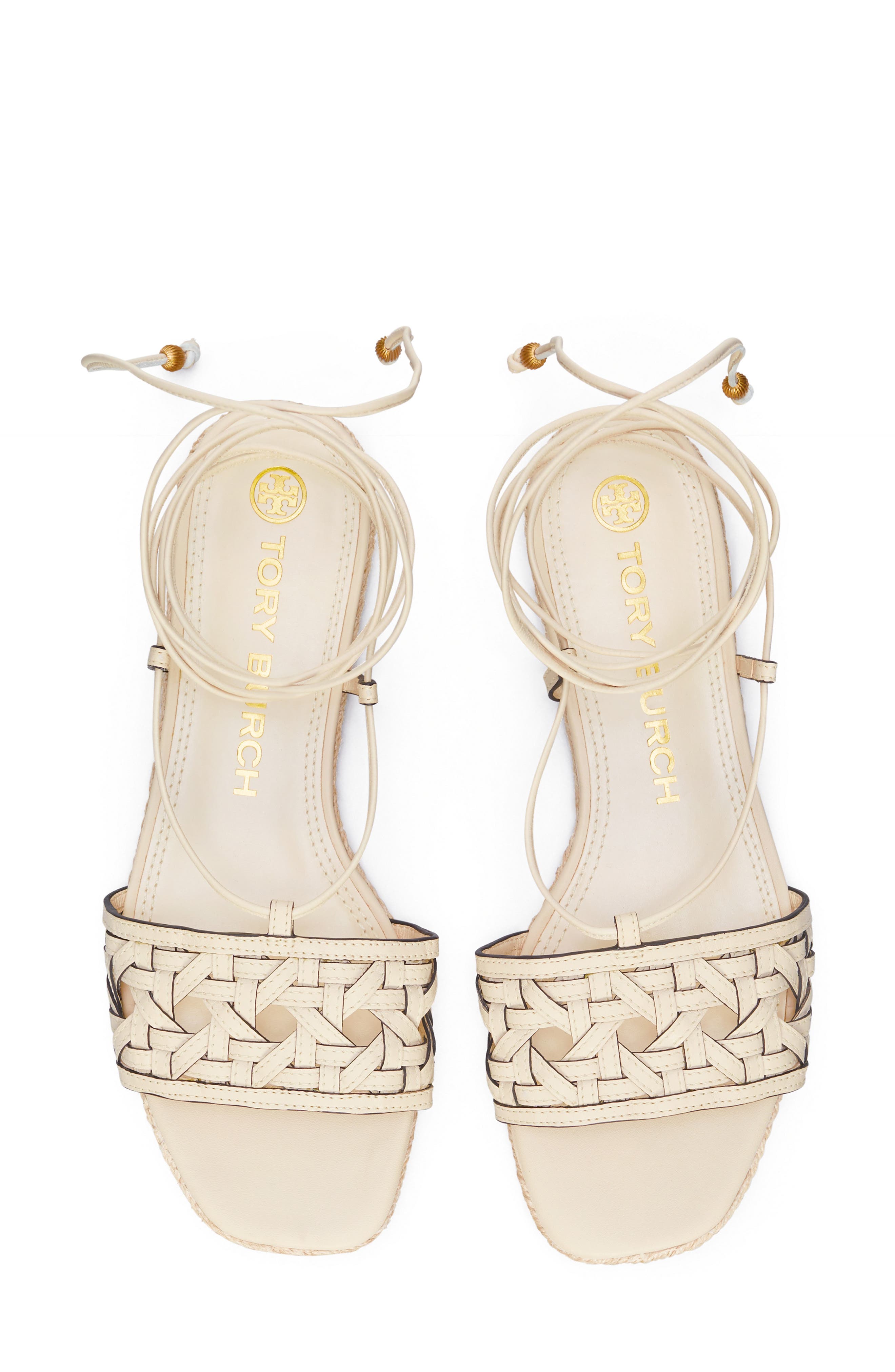 Tory Burch Basketweave Lace-Up Sandal, Alternate, color, 
