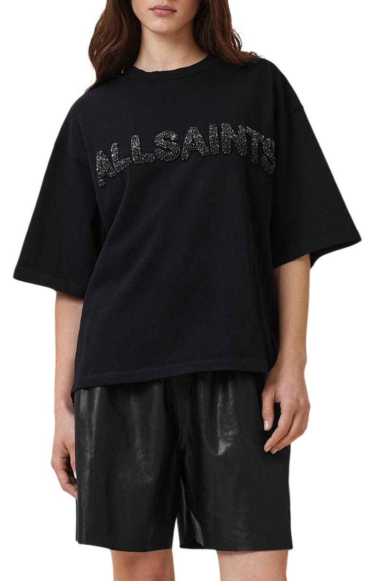 AllSaints Amelia Imitation Pearl T-Shirt, Main, color, 