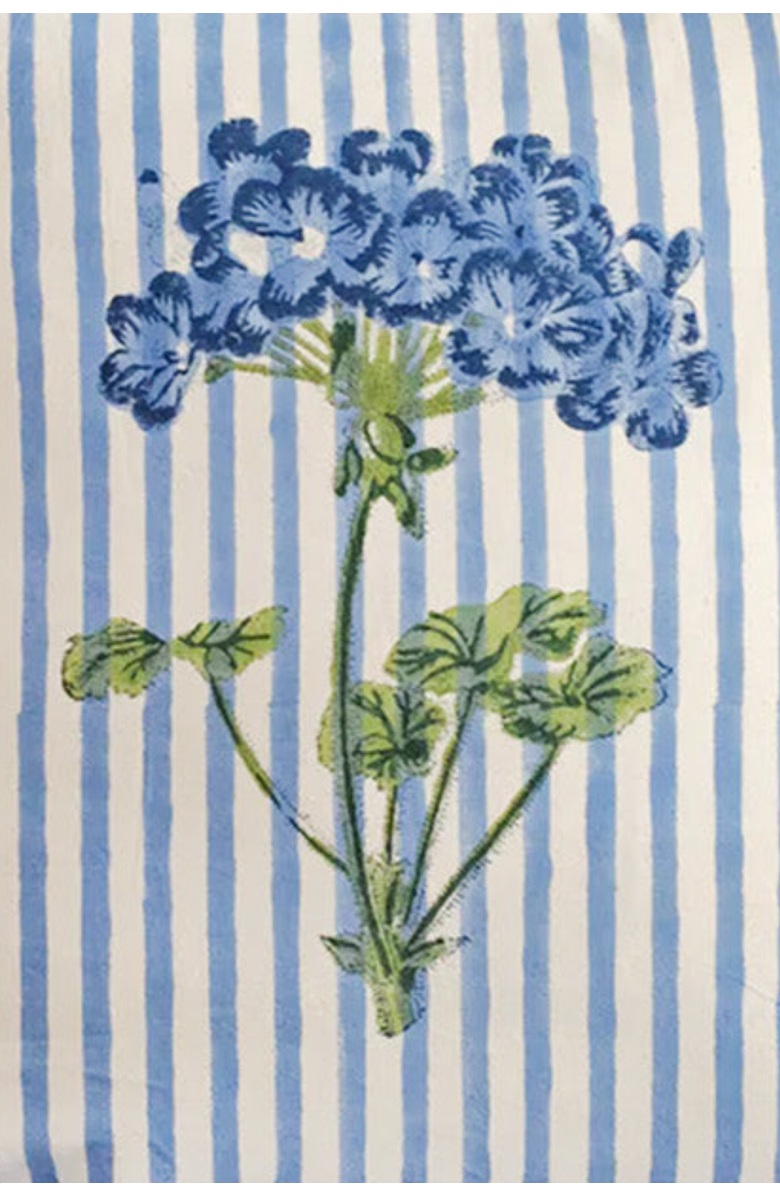 Inner Child Hydrangea Blockprint Pillow - Cover Only, Alternate, color, Blue