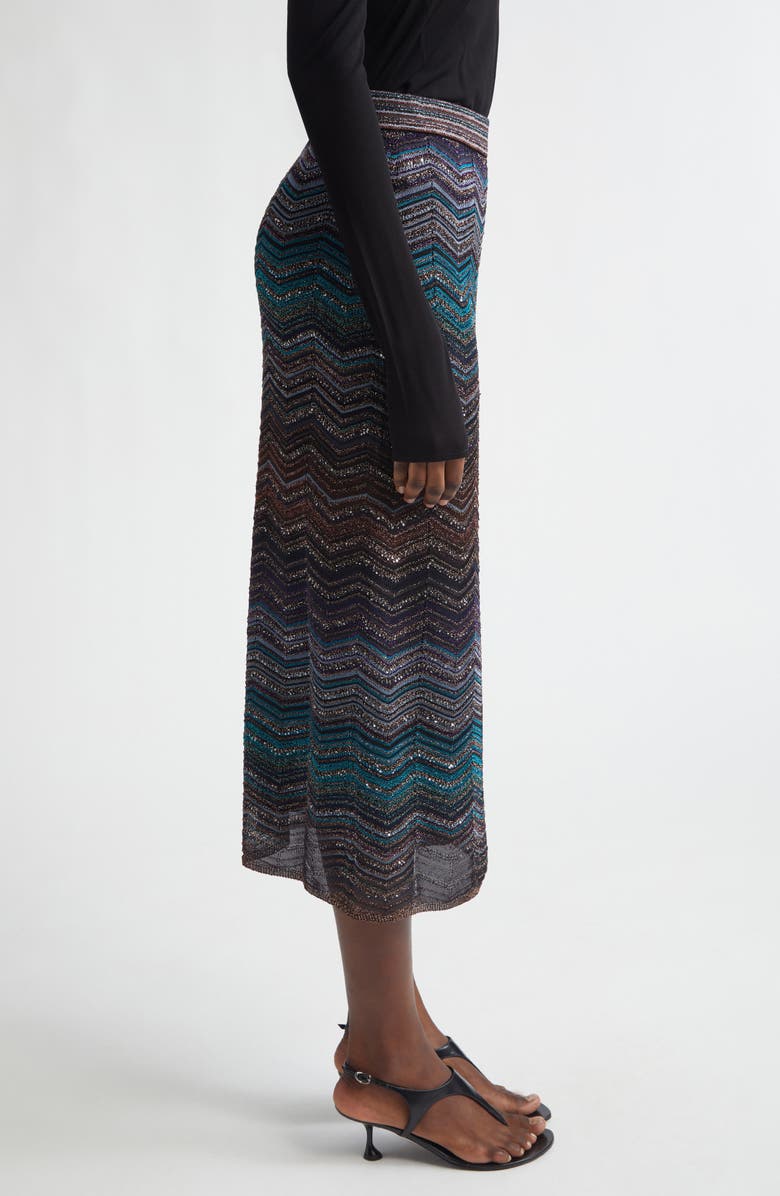 Missoni Zigzag Lamé Midi Skirt, Alternate, color, Dark Blue Tones