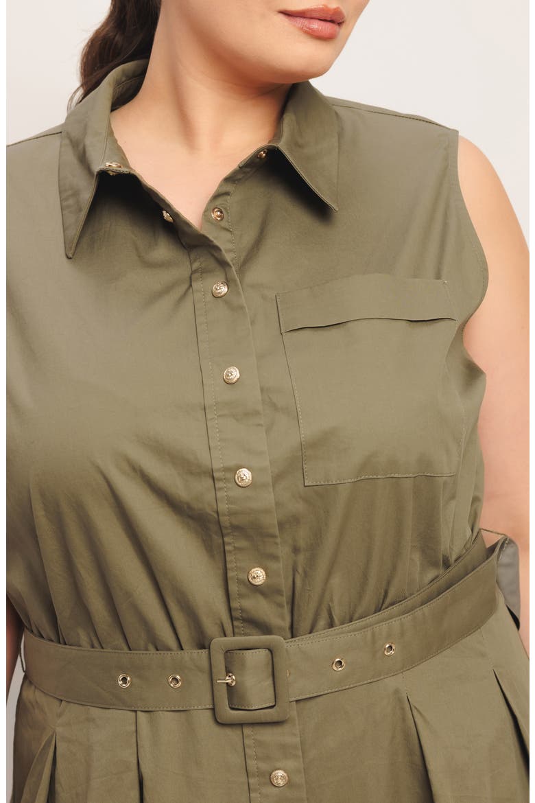 Belted Sleeveless Maxi Shirtdress, Alternate, color, OLIVE