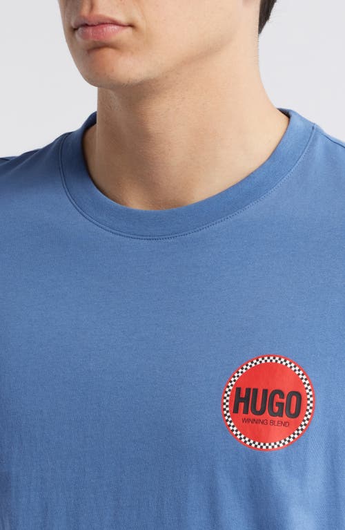 Hugo Boss Hugo Danetchorb Logo Graphic T-shirt In Open Blue