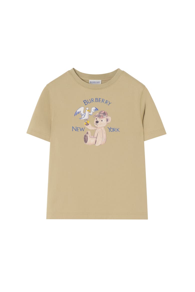 New York Bear Cotton T-shirt, Main, color, Hunter beige