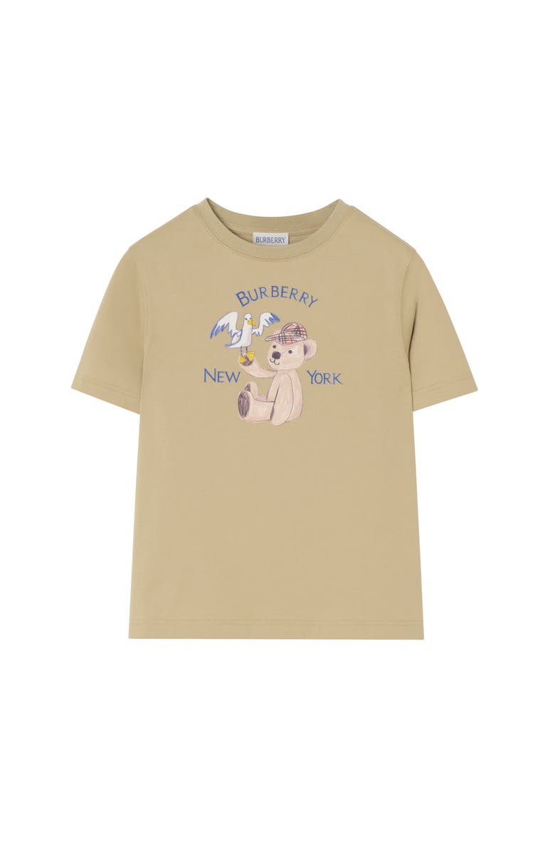 Burberry New York Bear Cotton T-shirt, Main, color, Hunter Beige