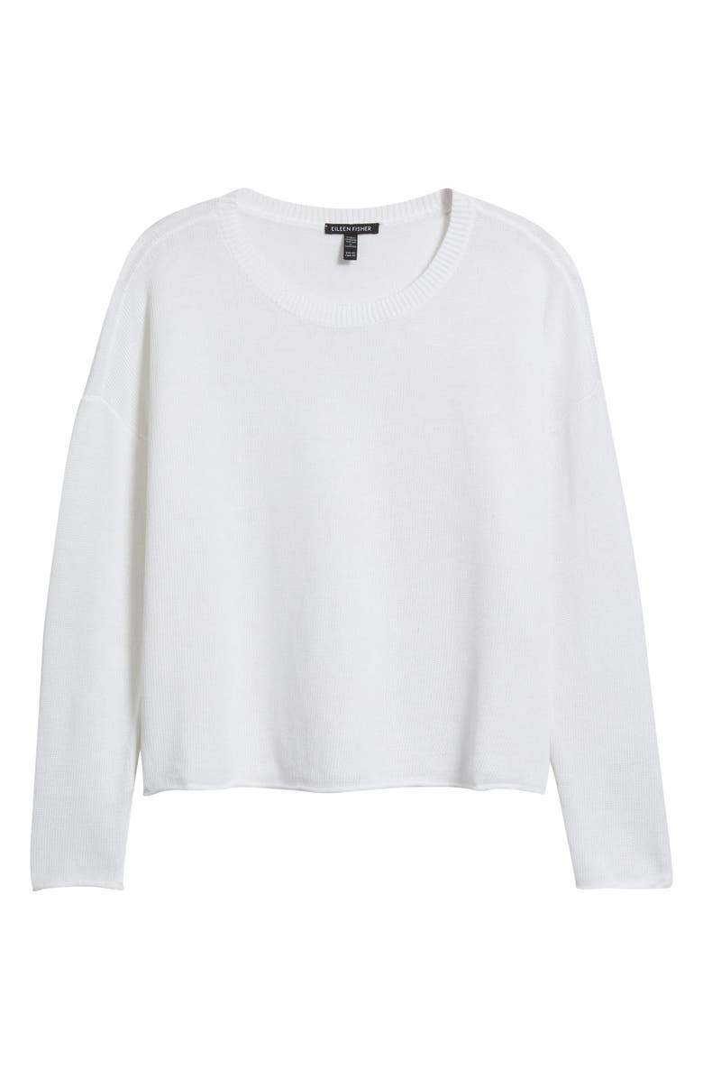 Eileen Fisher Crewneck Organic Linen & Organic Cotton Sweater, Main, color, White