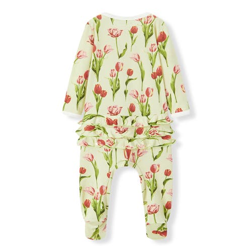 Milkbarn Luxe Stretch Ruffle Footed Romper In Pink