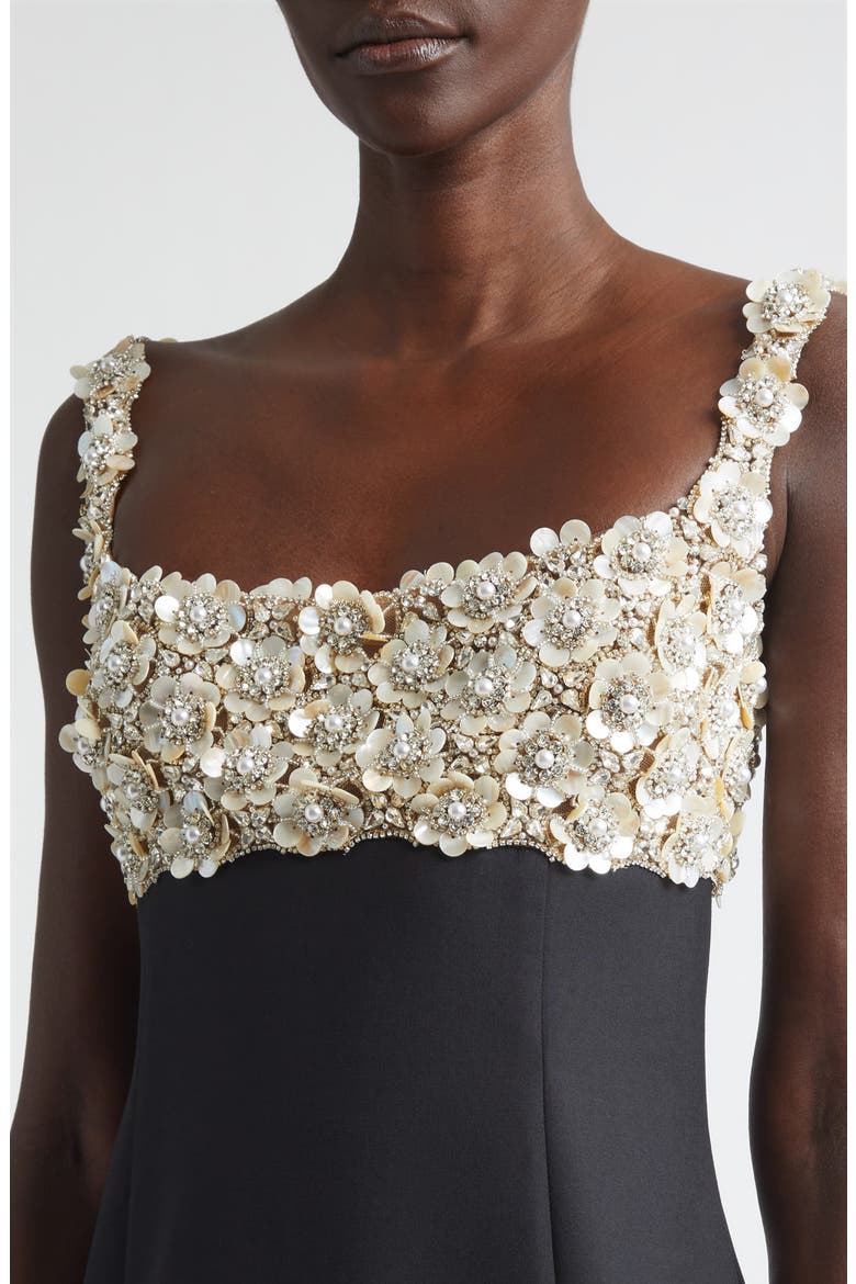 Mother-of-Pearl Embellished Bustier Gown, Alternate, color, BLACK