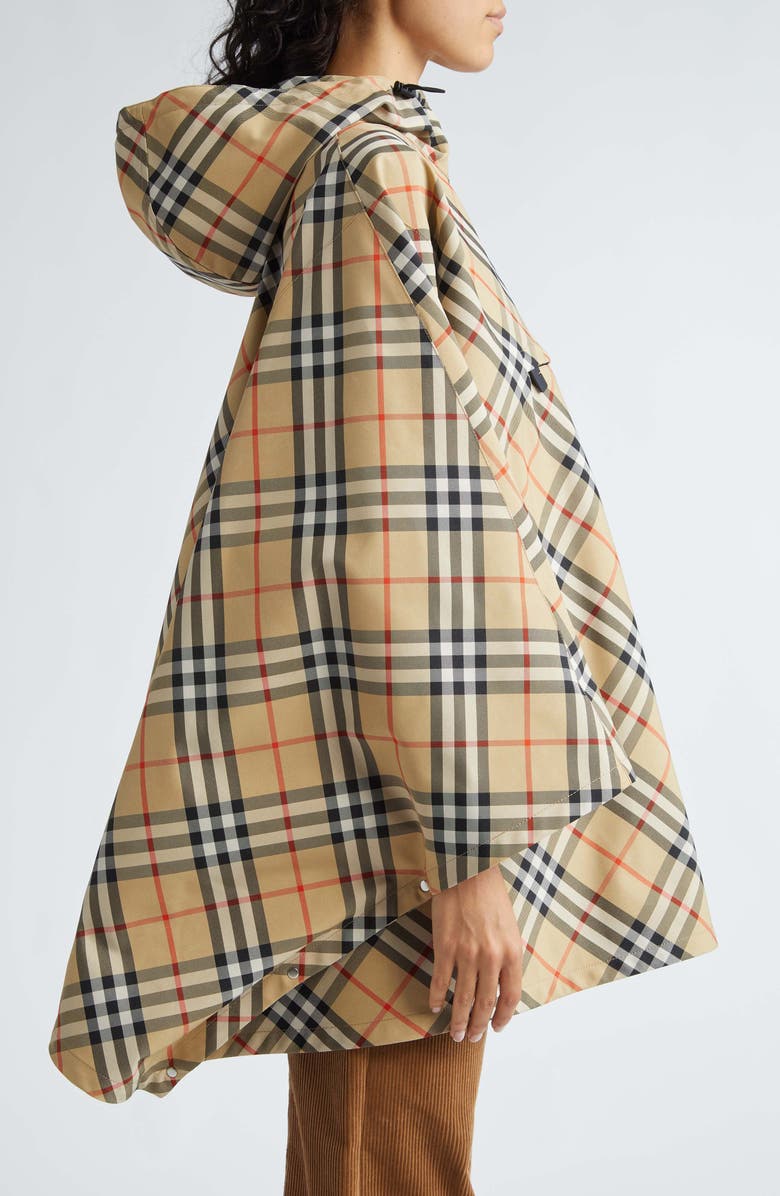 Burberry Bias Check Hooded Poncho, Alternate, color, 