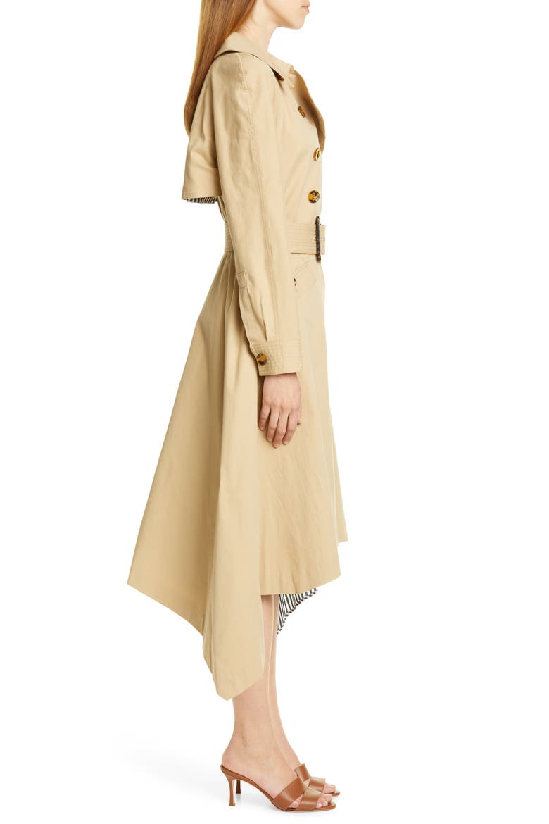 Tati Long Sleeve Midi Trench Dress, Alternate, color, SAND