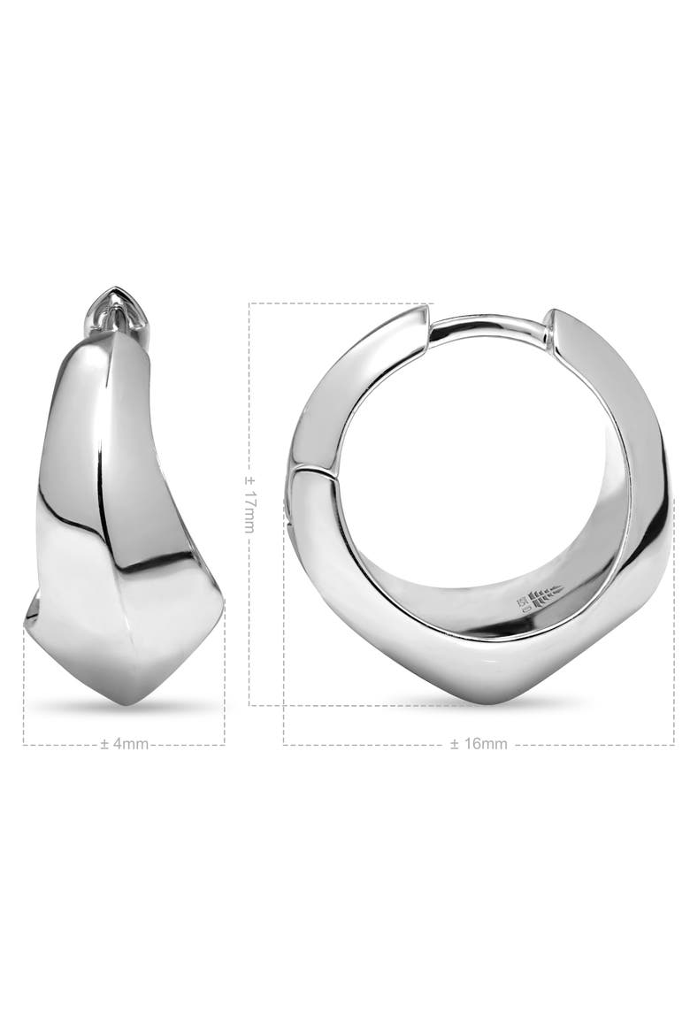 Beveled Curve Hoop Earrings in Rhodium Plated Sterling Silver, Alternate, color, Silver