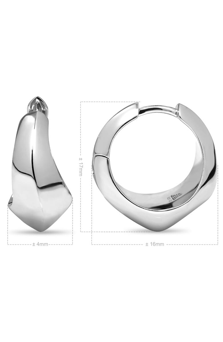 DEVATA Beveled Curve Hoop Earrings in Rhodium Plated Sterling Silver, Alternate, color, Silver