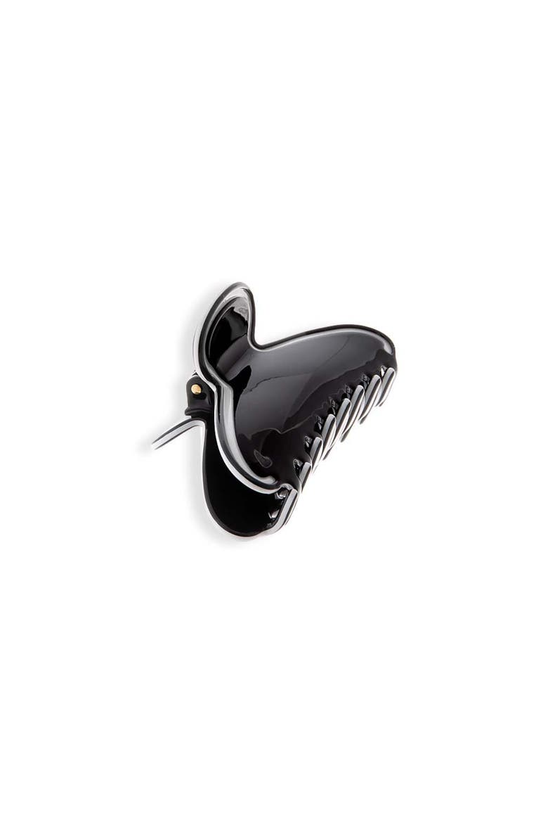 Two Tone Rimmed Acetate Claw Clip, Alternate, color, Black