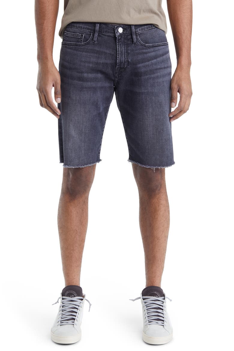 L'Homme Cutoff Denim Shorts, Main, color, GRASMERE