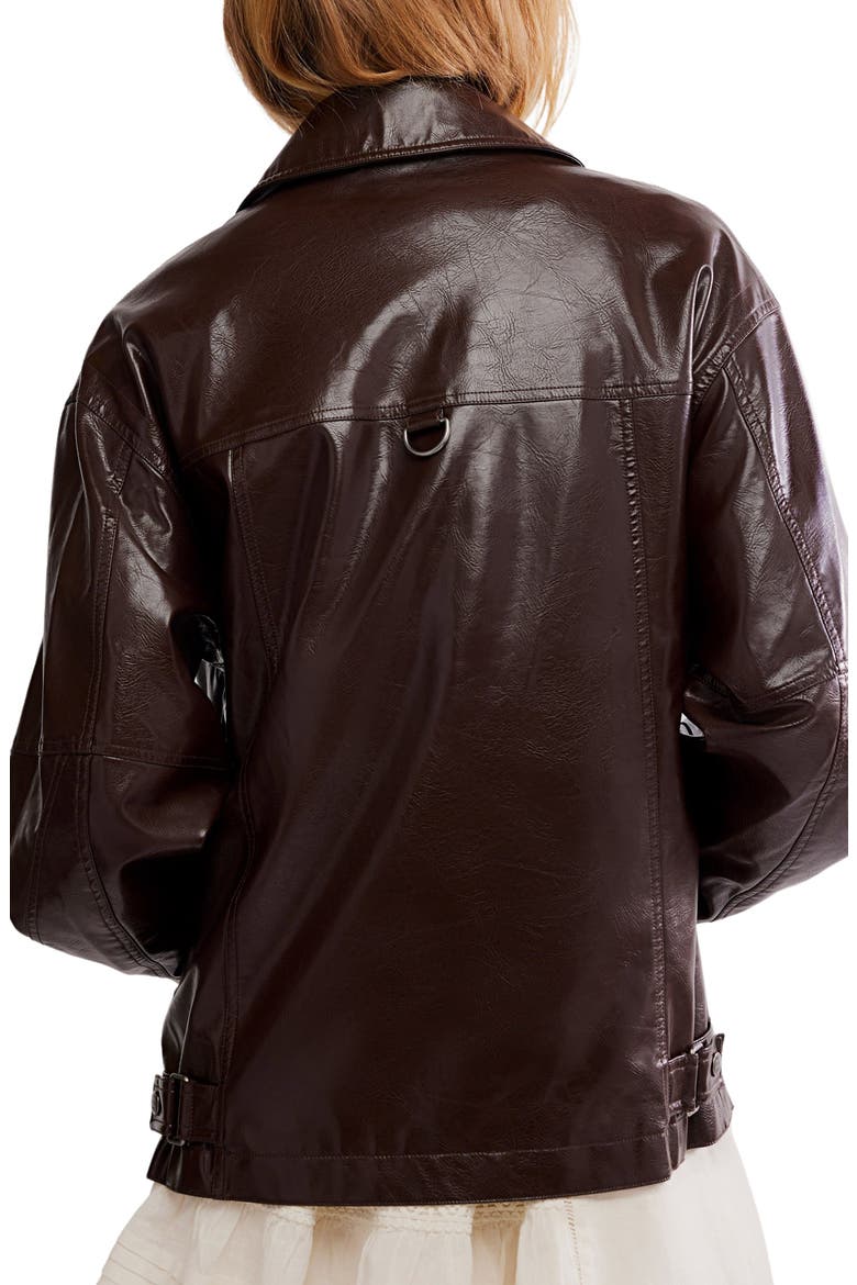 Sloan Faux Leather Jacket, Alternate, color, CHOCOLATE