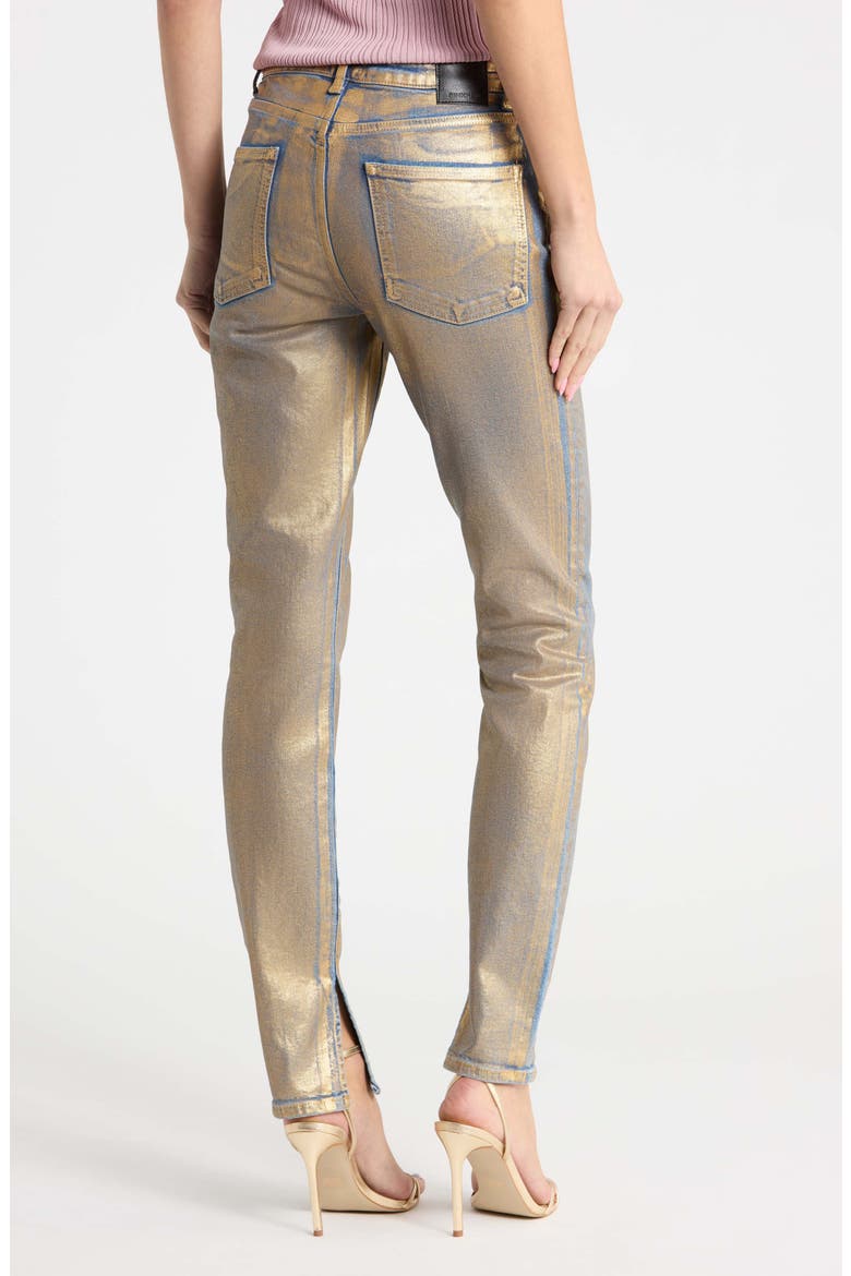 Rae High Waist Ankle Skinny Jeans, Alternate, color, MATTE GOLD
