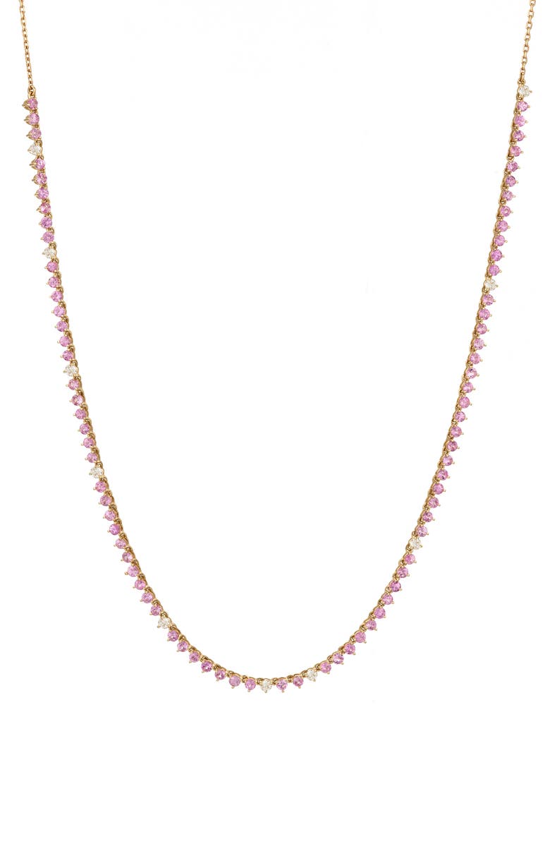 Adina Reyter Half Riviera Diamond & Pink Sapphire Necklace, Main, color, 