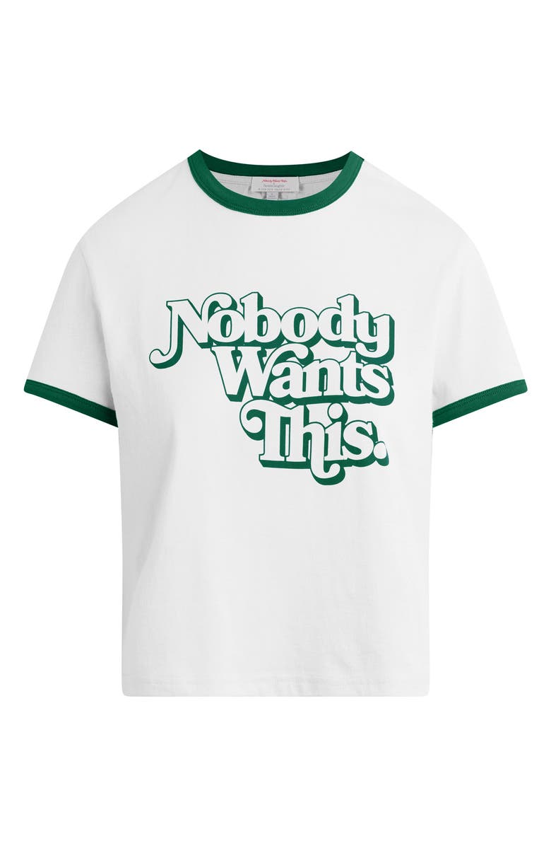 Favorite Daughter x 'Nobody Wants This' Contrast Binding Organic Cotton Graphic T-Shirt, Alternate, color, White/ Emerald