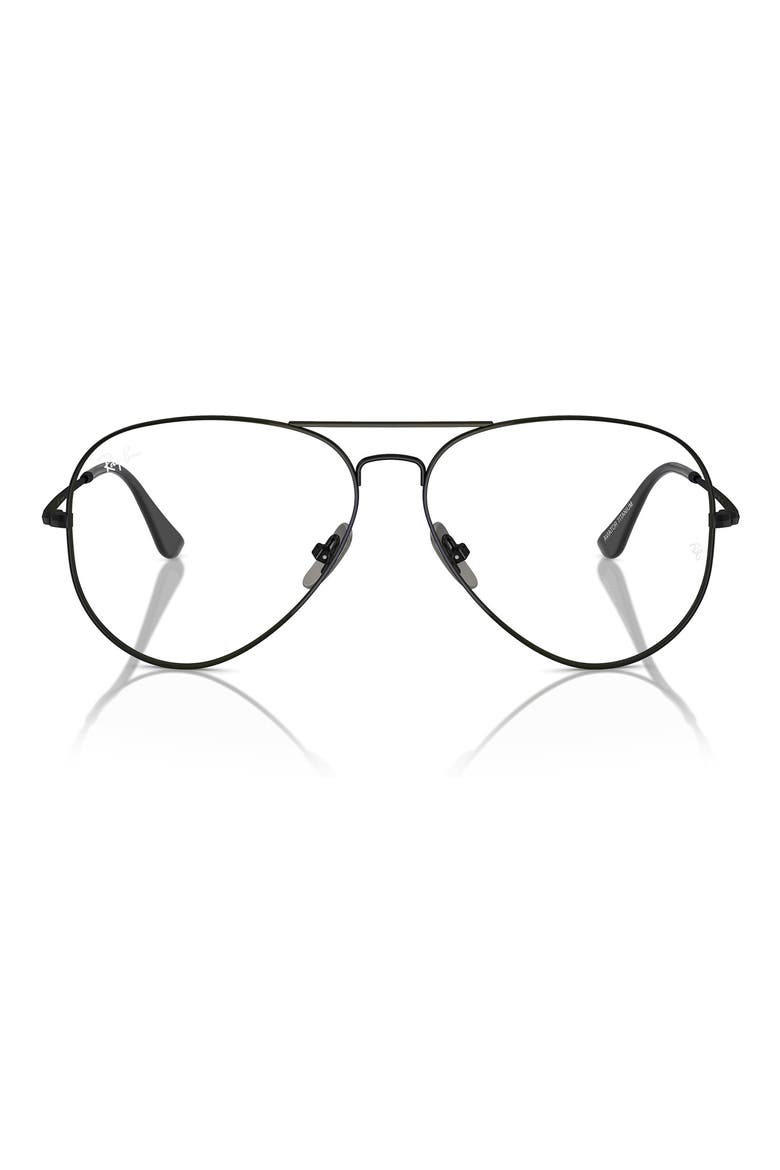 RX8789 58mm Aviator Optical Glasses, Main, color, BLACK