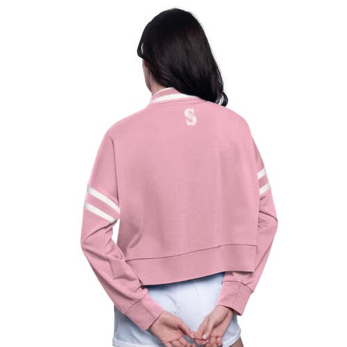 Starter Pink Seattle Mariners Power Play Cropped Pullover Sweatshirt