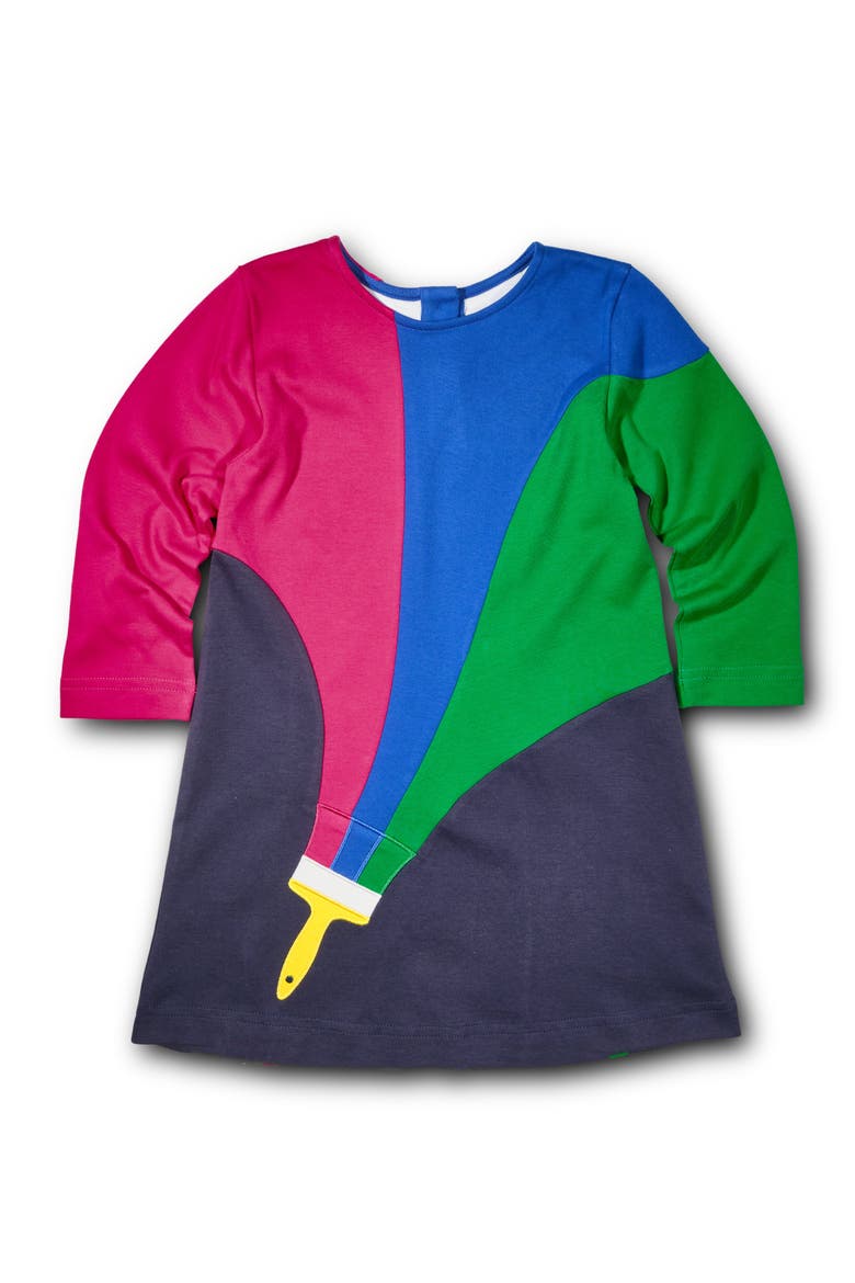 Knit Dress With Paintbrush, Main, color, Navy Multicolor