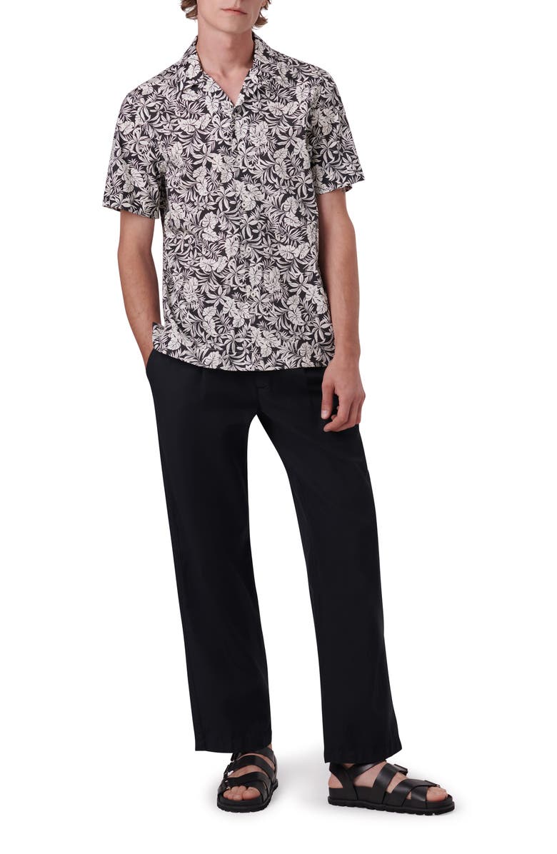 Bugatchi Shaped Fit Print Stretch Cotton Short Sleeve Button-Up Shirt, Alternate, color,