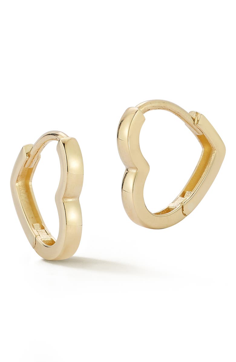 Ember Fine Jewelry 14K Gold Heart Huggie Hoop Earrings, Main, color, Gold