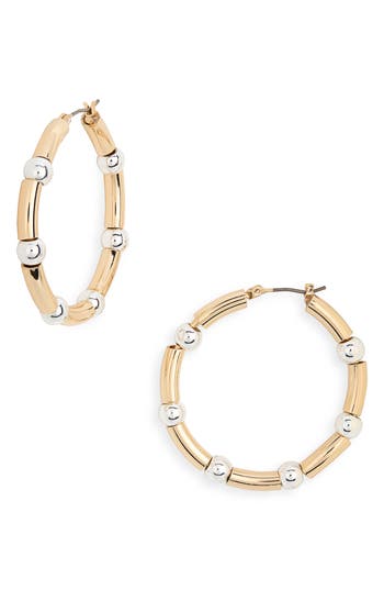 Ak Anne Klein Two-tone Stationed Hoop Earrings In Multi
