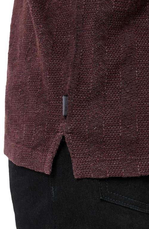 John Varvatos Jalen Three Color Marl Jacquard Long Sleeve Polo In Burgundy