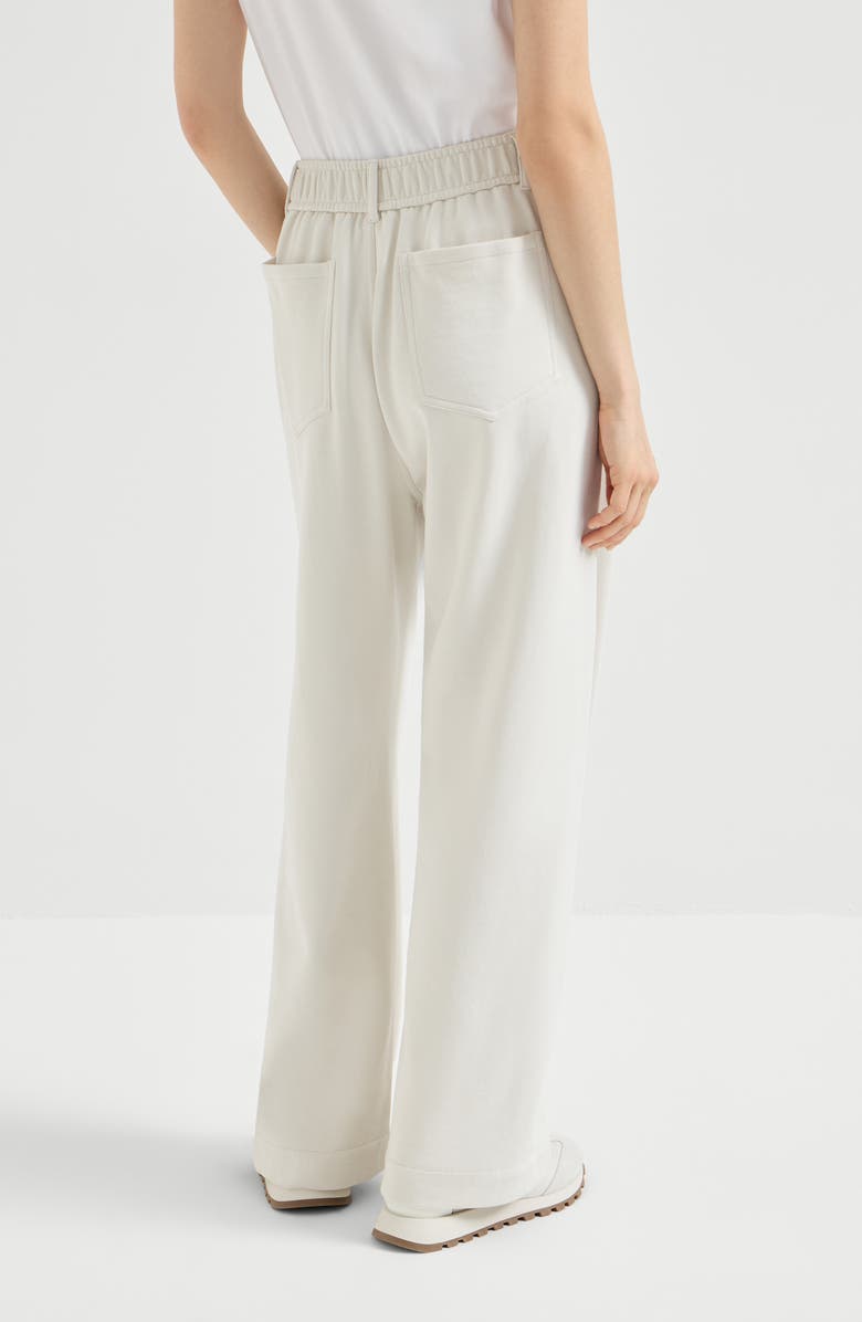 Brunello Cucinelli Smooth French terry trousers, Alternate, color, Milk