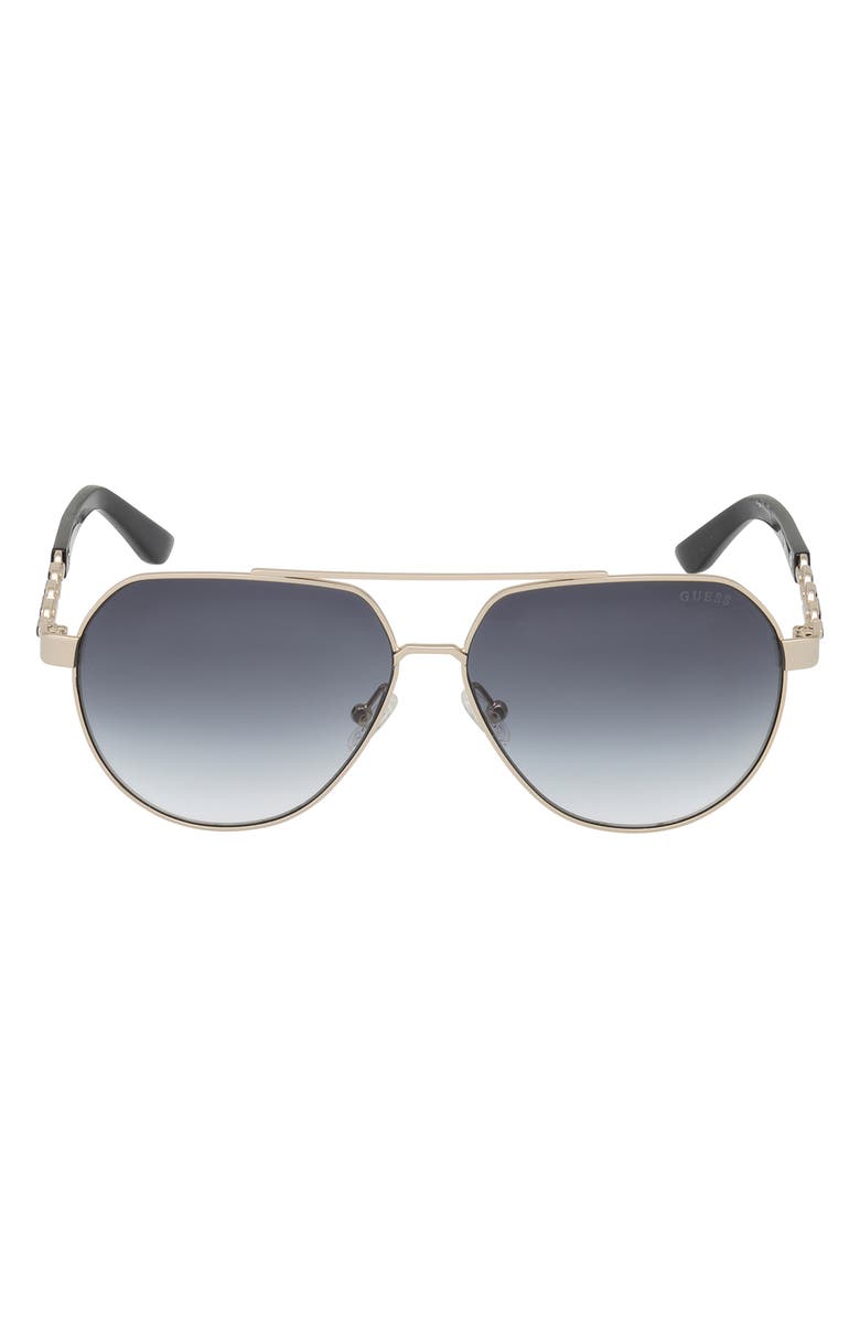 GUESS 59mm Navigator Sunglasses, Main, color, Gold / Gradient Smoke