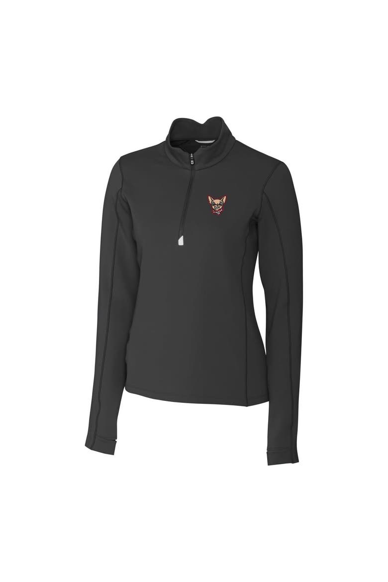 Women's Cutter & Buck  Black El Paso Chihuahuas Traverse DryTec Stretch Quarter-Zip Pullover Top, Alternate, color, Black