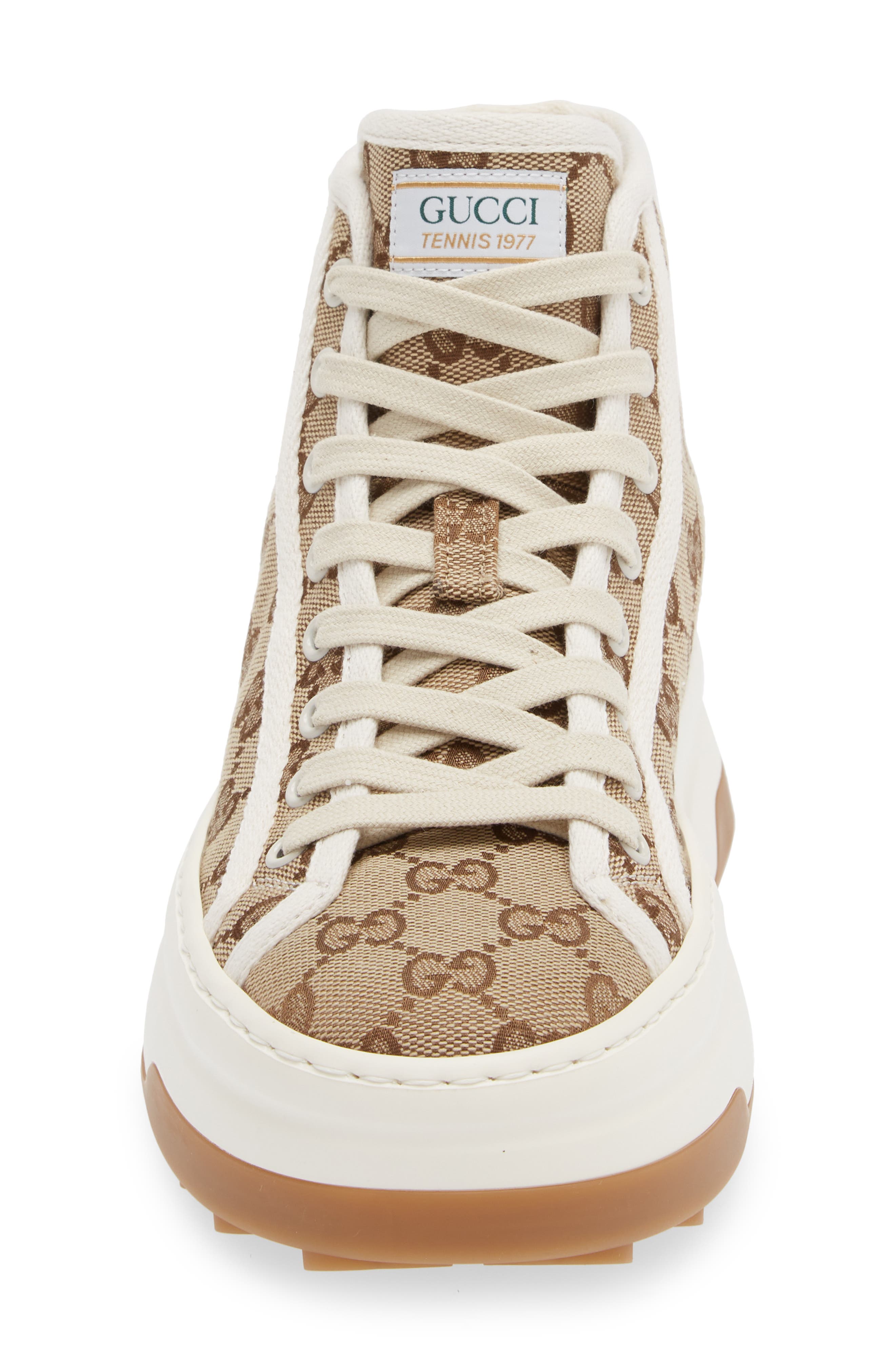 Gucci GG Canvas Platform High Top Sneaker, Alternate, color, Beige/ White