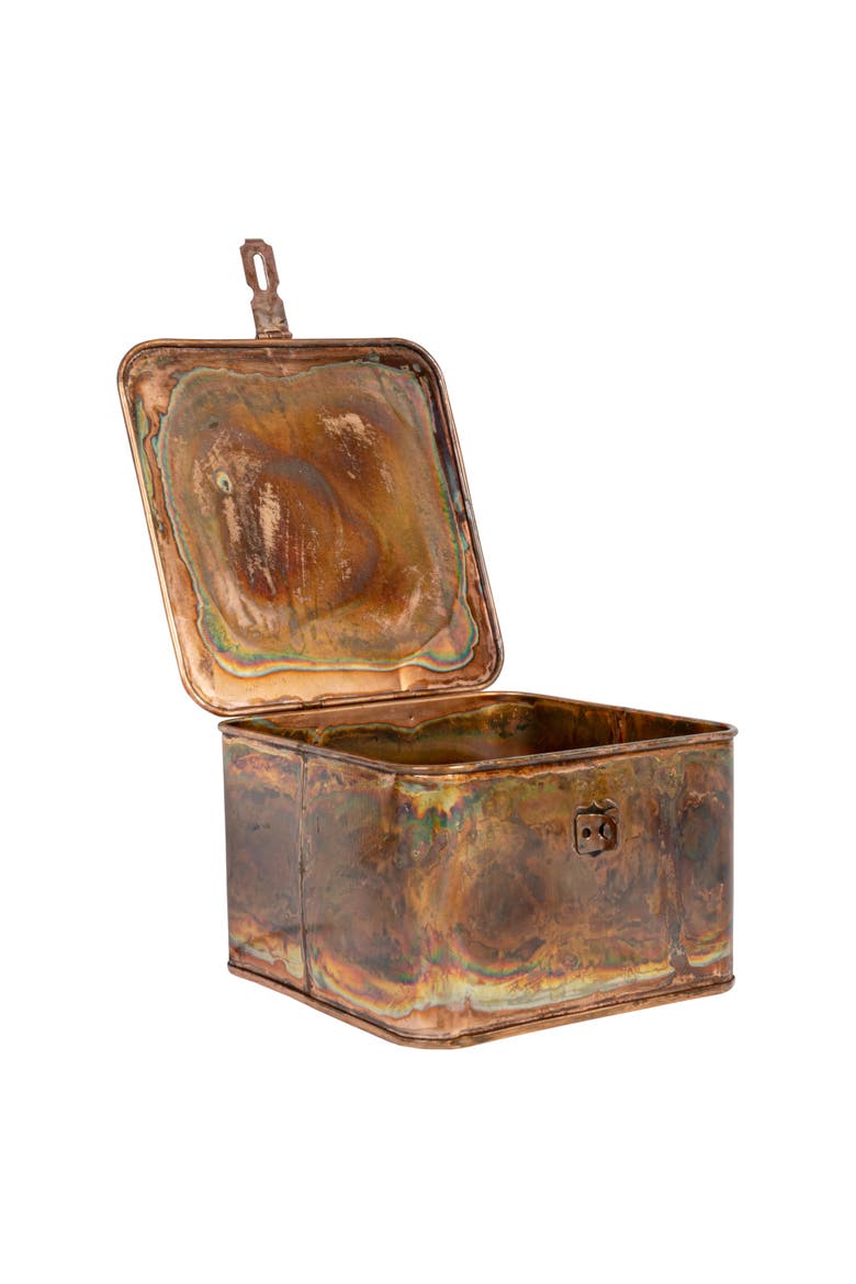 Various Square Decorative Boxes, Burnt Copper Finish, Set of 3, Alternate, color, Copper