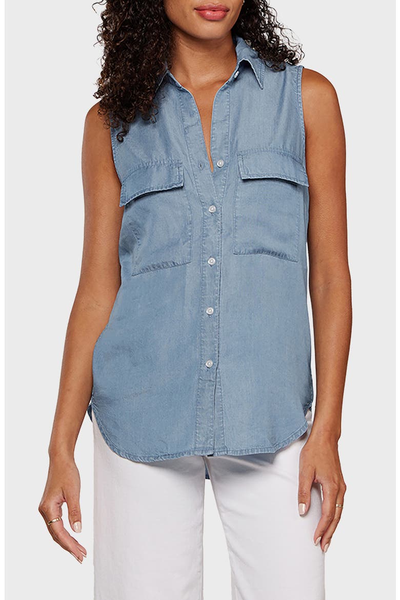 Euclid Chambray Button Front Sleeveless Shirt, Main, color, CHAMBRAY
