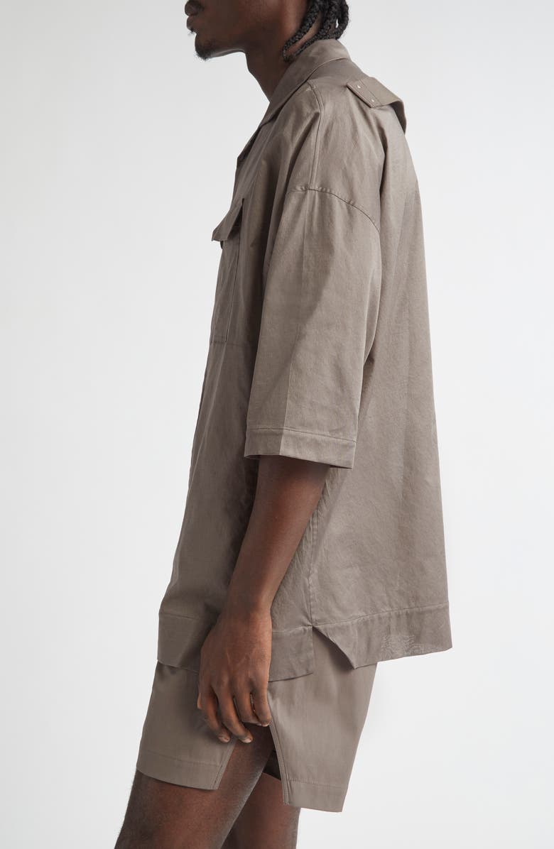 Rick Owens Magnum Tommy Oversize Stretch Cotton Camp Shirt, Alternate, color, 