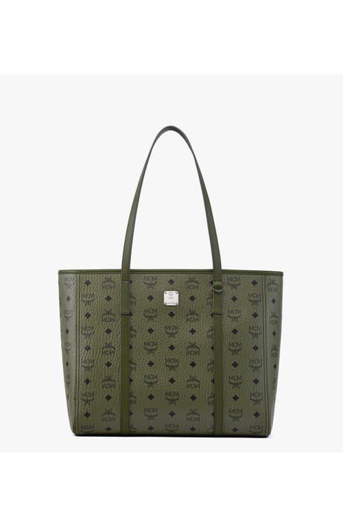 Mcm Toni Medium Visetos Shopper Tote Bag In Green