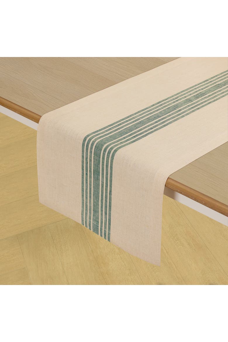 Linen Table Runner - Farmhouse, Alternate, color, Green and Natural